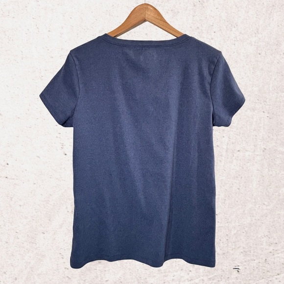 Blue Fitted V-Neck Short Sleeve Tee - Picture 2 of 4